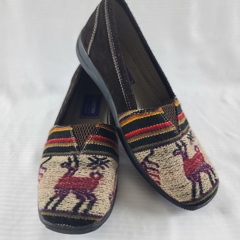 Chakana Roots Ollantay Inka Shoes Loafers Peruvian Woven Design Slip On 36/5.5